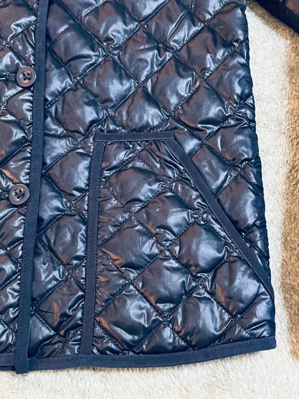 J.Crew Womens Navy Quilted Down Puffer Jacket Hooded Double Breasted XS 34250 - Picture 3 of 6